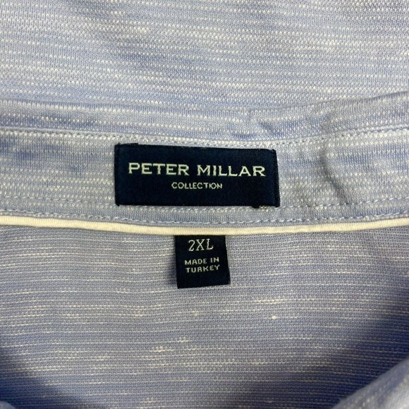 Peter Millar Collection Men's Size 2XL Golf Polo Shirt Blue Striped Linen/Cotton - Picture 3 of 6